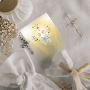 Soft gold cross Baptisan Einladung