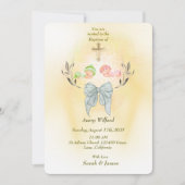 Soft gold cross Baptism invitation Einladung (Vorderseite)