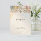 Soft Gold Floral Save The Date (Stehend Vorderseite)