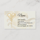 Soft Gold Heart Balloon und Florals Business Card Visitenkarte (Vorderseite)