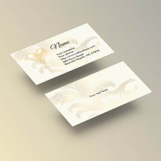 Soft Gold Heart Balloon und Florals Business Card Visitenkarte