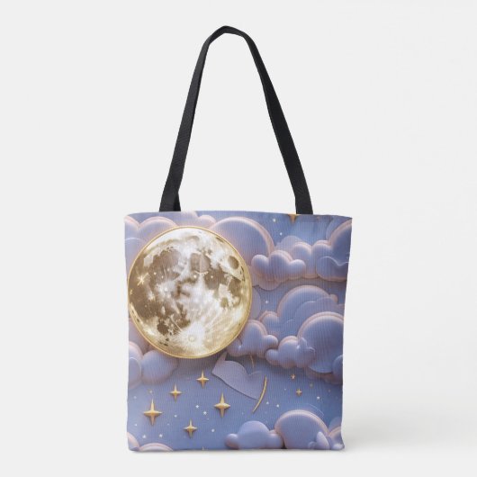 Soft Gold Pale Blue Lavender Moon Serenity Tasche (Rückseite)