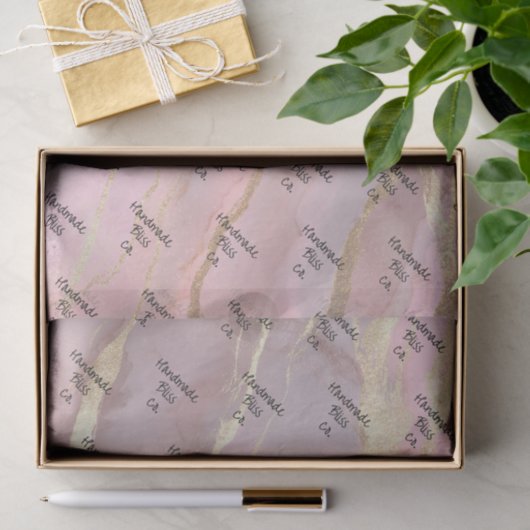 Soft Gold Peach Marble Seidenpapier (Geschenk)