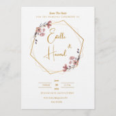 Soft Gold & Pink Floral Invite Einladung (Vorderseite)