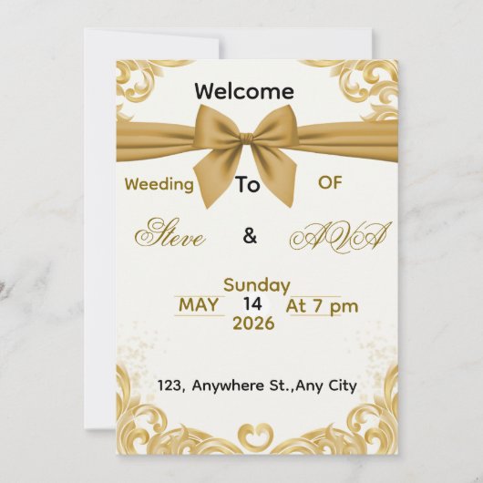 Soft Gold Wedding Invitation – Minimal Elegant Des Einladung (Vorderseite)