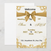 Soft Gold Wedding Invitation – Minimal Elegant Des Einladung (Vorne/Hinten)