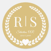 Soft Gold Wedding Monogram Initials Runder Aufkleber (Vorderseite)