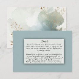 Soft Golden Dusty Blue Romance Wedding Begleitkarte