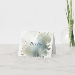 Soft Golden Dusty Blue Romance Wedding Dankeskarte