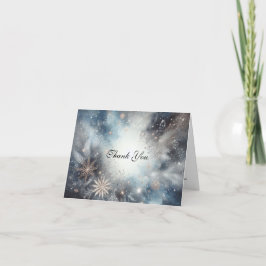 Soft Golden Dusty Blue Romance Wedding Dankeskarte