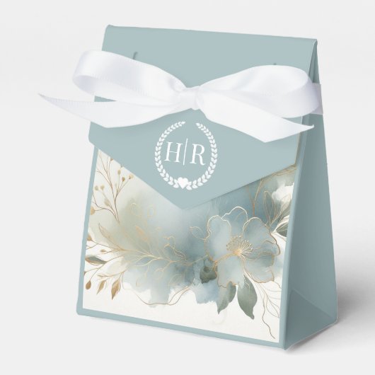 Soft Golden Dusty Blue Romance Wedding Geschenkschachtel (Vorderseite)