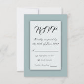 Soft Golden Dusty Blue Romance Wedding RSVP Karte (Vorderseite)