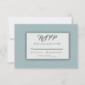 Soft Golden Dusty Blue Romance Wedding RSVP Karte (Vorderseite)