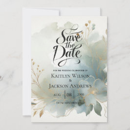 Soft Golden Dusty Blue Romance Wedding Save The Date