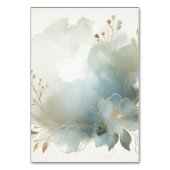 Soft Golden Dusty Blue Romance Wedding Tischnummer (Rückseite)