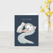 Soft Goth Witchy Birthday Long Hair Girl and a Cat Karte (Gelbe Blume)