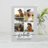 Soft Gray 4 Foto Collage Grad Ankündigung (Stehend Vorderseite)