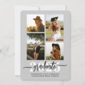 Soft Gray 4 Foto Collage Grad Ankündigung (Vorderseite)