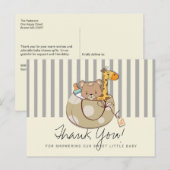 Soft Gray Baby Animals Baby Dusche Vielen Dank Postkarte (Vorne/Hinten)