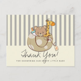 Soft Gray Baby Animals Baby Dusche Vielen Dank Postkarte