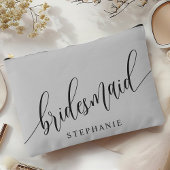 Soft Gray Bridesmaid Moderne Kalligrafie Zubehörtasche