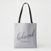 Soft Gray Bridesmaid Modernes Skript Tasche (Vorderseite)