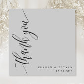 Soft Gray Calligraphy Script Wedding Dankeskarte