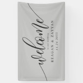 Soft Gray Calligraphy Simple Wedding Willkommen Banner (Vertikal)