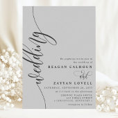 Soft Gray Elegant Calligraphy Script Wedding Einladung
