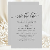 Soft Gray Elegante Calligraphy Save the Date