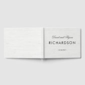 Soft Gray Linen Look mit elegantem schwarzem Text Gästebuch (Voll)