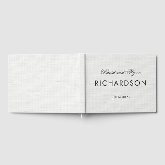 Soft Gray Linen Look mit elegantem schwarzem Text Gästebuch (Voll)