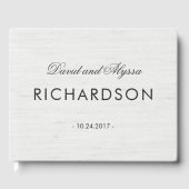 Soft Gray Linen Look mit elegantem schwarzem Text Gästebuch (Vorderseite)