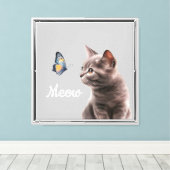 Soft Gray Meow Cat Leinwanddruck (Insitu (Holzboden))