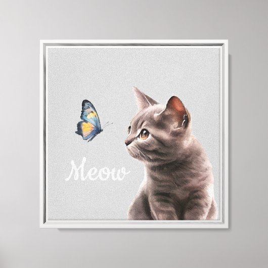 Soft Gray Meow Cat Leinwanddruck (Vorderseite)