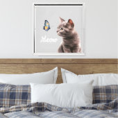 Soft Gray Meow Cat Leinwanddruck (Insitu (Schlafzimmer))
