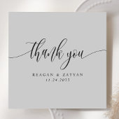 Soft Gray Minimalistisch Script Wedding Dankeskarte