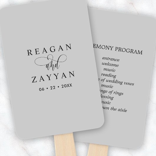 Soft Gray Minimalistisch Wedding Program Fächer