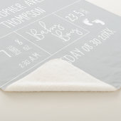 Soft Gray Moderne Typografie Baby-Geburtsstatistik Sherpadecke (3/4)