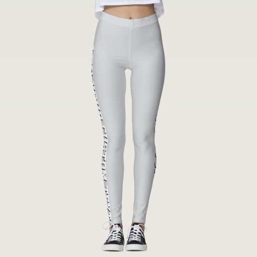 Soft Gray Personalized Custom Text Vertical Leggings (Vorderseite)