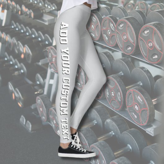 Soft Gray Personalized Custom Text Vertical Leggings