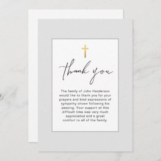 Soft Gray Simple Beerdigung Danke Karte (Vorne/Hinten)