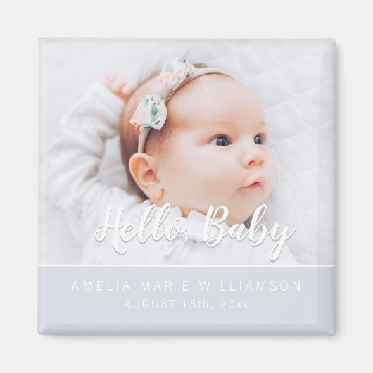 Soft Gray Simple Contemporary Hello Baby Magnet (Vorne)