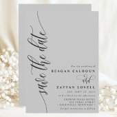 Soft Gray Simple Modern Script Save the Date