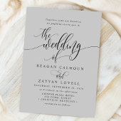 Soft Gray Simple Modern Script Wedding Einladung