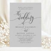 Soft Gray Simple Modern Script Wedding Einladung
