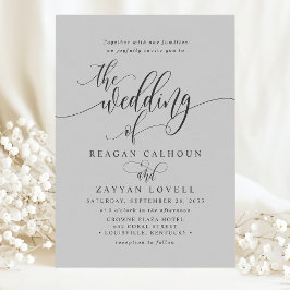 Soft Gray Simple Modern Script Wedding Einladung