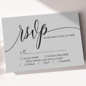 Soft Gray Simple Script Wedding RSVP Card Karte