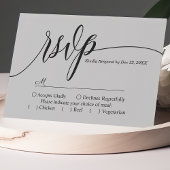 Soft Gray Simple Script Wedding RSVP Card Karte