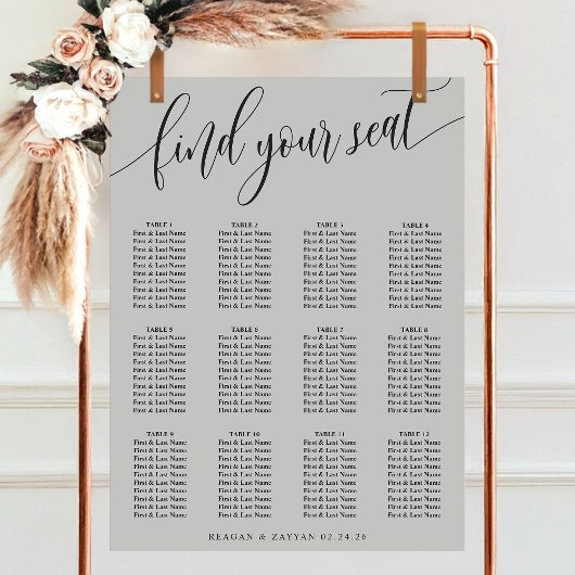 Soft Gray Simple Wedding Chart Poster